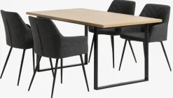 AABENRAA L160 tafel eiken + 4 PURHUS stoelen grijs