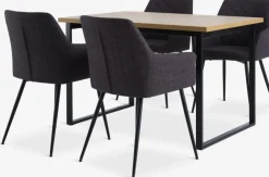 AABENRAA L120 tafel eiken + 4 PURHUS stoelen grijs/zwart