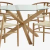 AGERBY Ø119 tafel eiken + 4 GUDERUP stoelen eiken/naturel