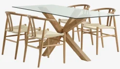 AGERBY L190 tafel eiken + 4 GUDERUP stoelen eiken/naturel