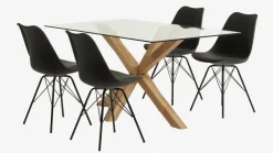 AGERBY L160 tafel eiken + 4 KLARUP stoelen zwart