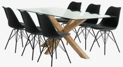 AGERBY L160 tafel eiken + 4 KLARUP stoelen zwart