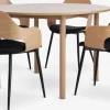 ALSTED Ø120 tafel eiken + 4 HVIDOVRE stoelen eiken/zwart