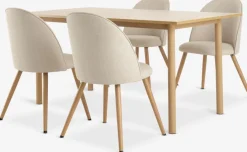ALSTED L160 tafel eiken + 4 THORUP stoelen beige