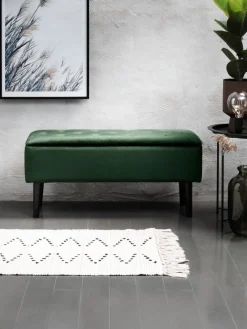 Bank BADSTED met opbergruimte fluweel donkergroen/zwart