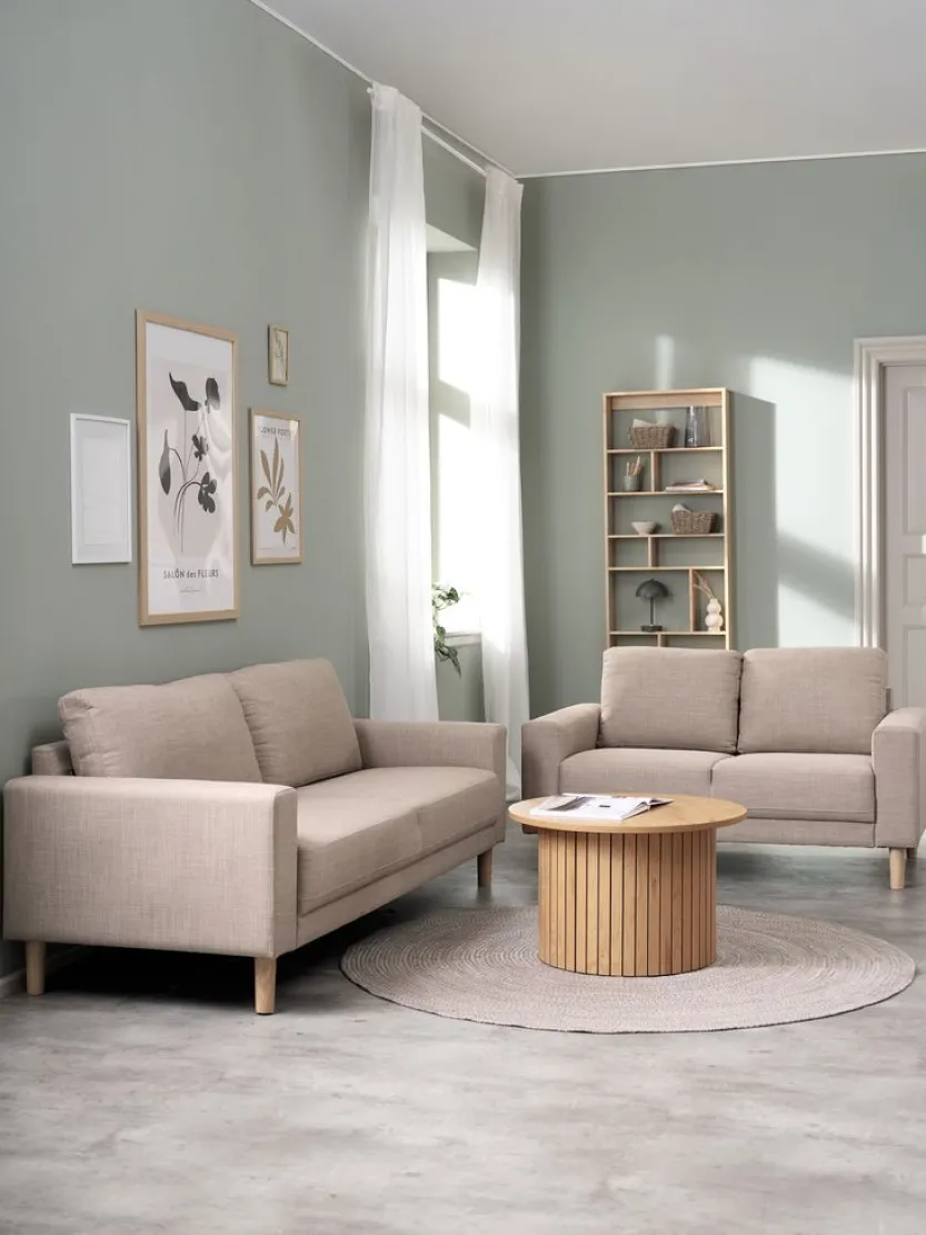 Bank EGENSE 2 stuks zandkleurige stof