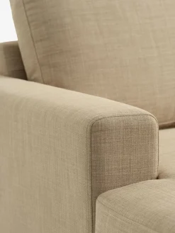 Bank EGENSE chaise longue zandkleurige stof/eiken kleur