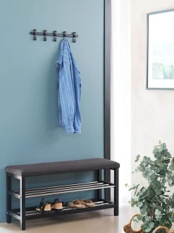 Bank EGESKOV met schoenenrek staal/zwart