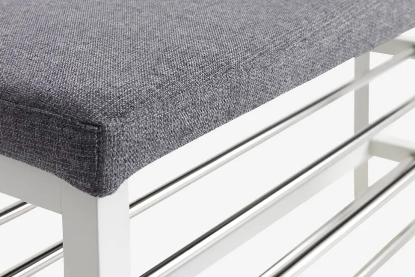 Bank EGESKOV met schoenenrek staal/wit