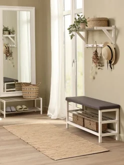 Bank EGESKOV met schoenenrek staal/wit