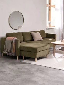 Bank FALSLEV chaise longue corduroy olijfgroen