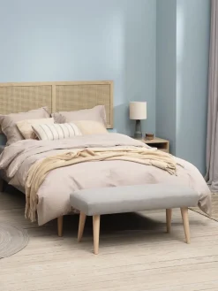 Bank HAGEBRO zandkleurige stof/naturel