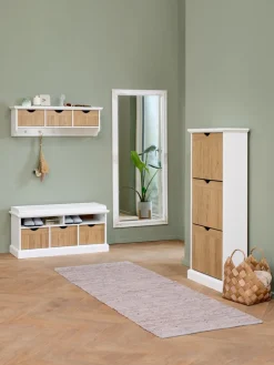 Bank OLDEKROG 3 lades wit/eiken