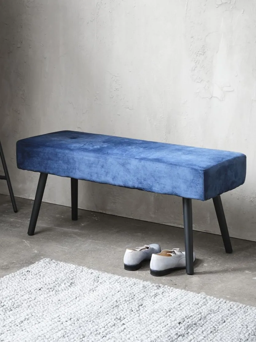 Bank RJUKAN fluweel donkerblauw/zwart