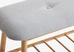 Bank VANDSTED met schap grijze stof/bamboe