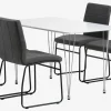 BANNERUP L120 tafel wit + 4 HAMMEL stoelen grijs