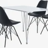 BANNERUP L120 tafel wit + 4 KLARUP stoelen zwart