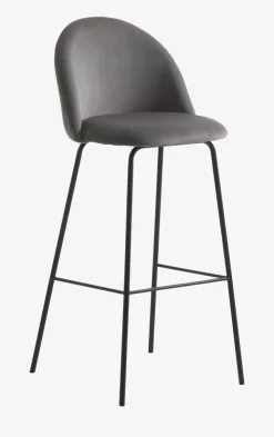 Barkruk GRINDSTED fluweel grijs/zwart