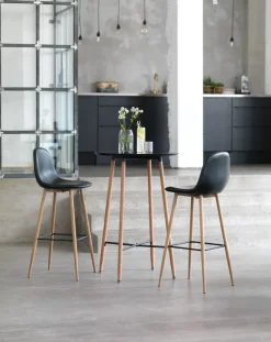 Barkruk JONSTRUP zwart kunstleer/eiken kleur