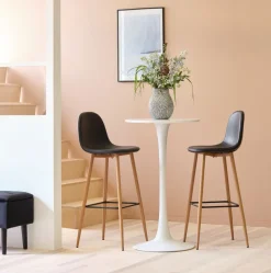 Barkruk JONSTRUP zwart kunstleer/eiken kleur