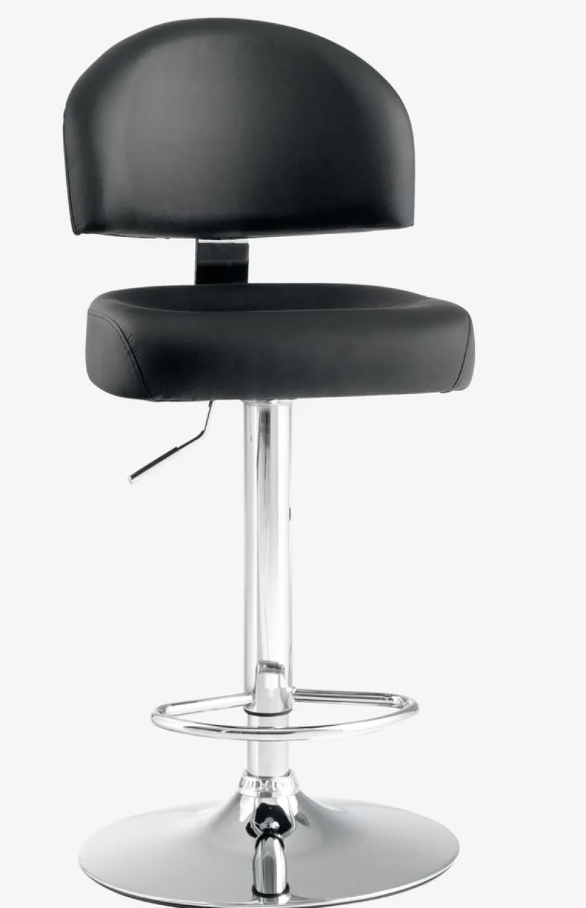 Barkruk VEJERS zwart kunstleer/chroom