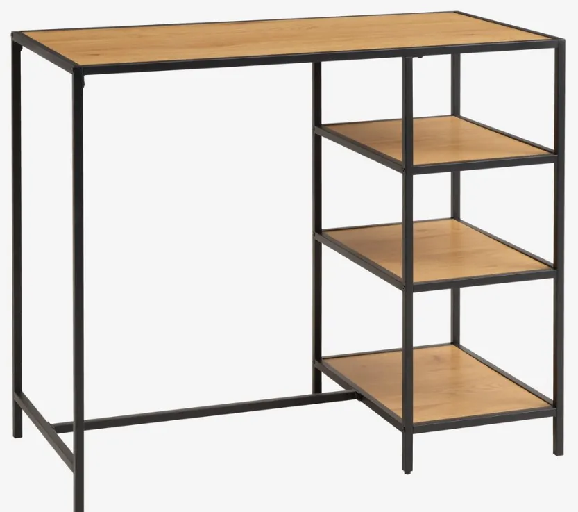 Bartafel TRAPPEDAL 60x120 cm eiken/zwart