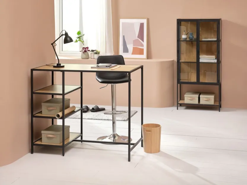 Bartafel TRAPPEDAL 60x120 cm eiken/zwart