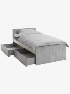 Bedframe BILLUND 90x200 opbergruimte wit/beton