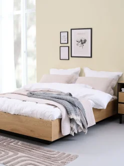 Bedframe ELLINGE 140x200 met opbergruimte eiken kleur
