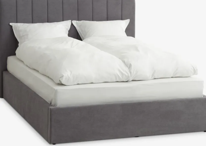 Bedframe HASLEV 140x200 opbergruimte donkergrijze stof