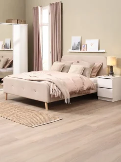 Bedframe KONGSBERG 140x200 beige stof
