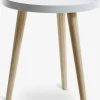 Bijzettafel BAKKEBJERG Ø40 wit/naturel