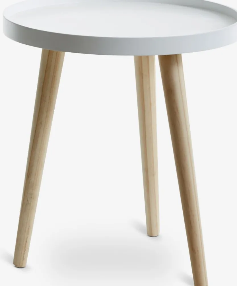 Bijzettafel BAKKEBJERG Ø40 wit/naturel