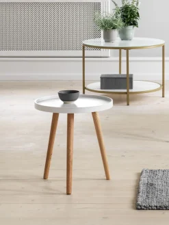 Bijzettafel BAKKEBJERG Ø40 wit/naturel