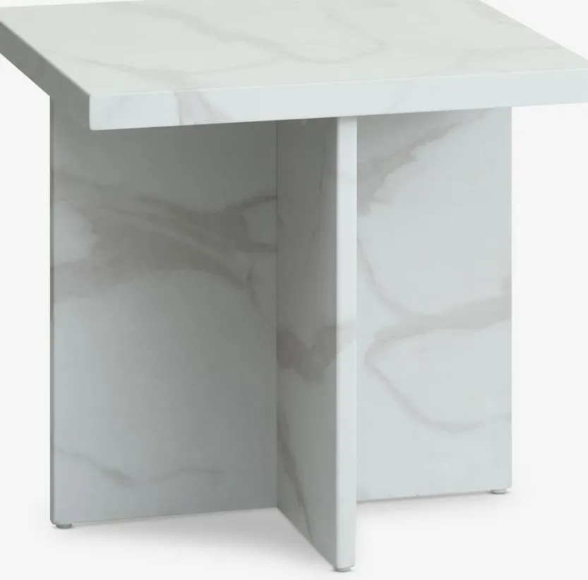 Bijzettafel GANDRUP 45x45 wit marmer kleur