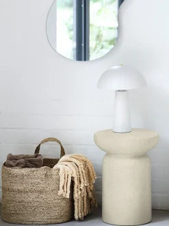 Bijzettafel LYDUM Ø34 grijs/beige vezelcement