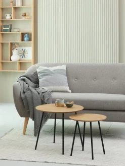 Bijzettafel NYBO Ø40 eiken kleur/zwart