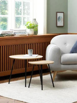 Bijzettafel NYBO Ø40 eiken kleur/zwart