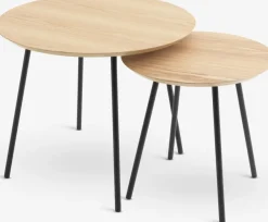 Bijzettafel NYBO Ø55 eiken kleur/zwart