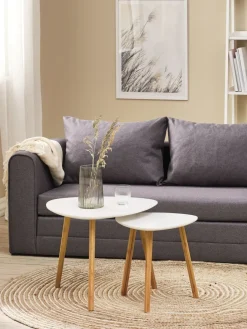 Bijzettafel TAPS 55x55 wit/bamboe