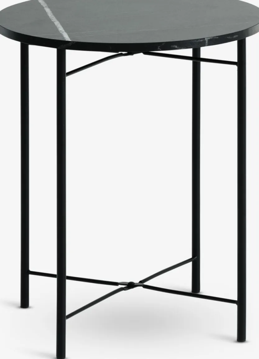 Bijzettafel TURUP Ø40 marmer/zwarte kleur