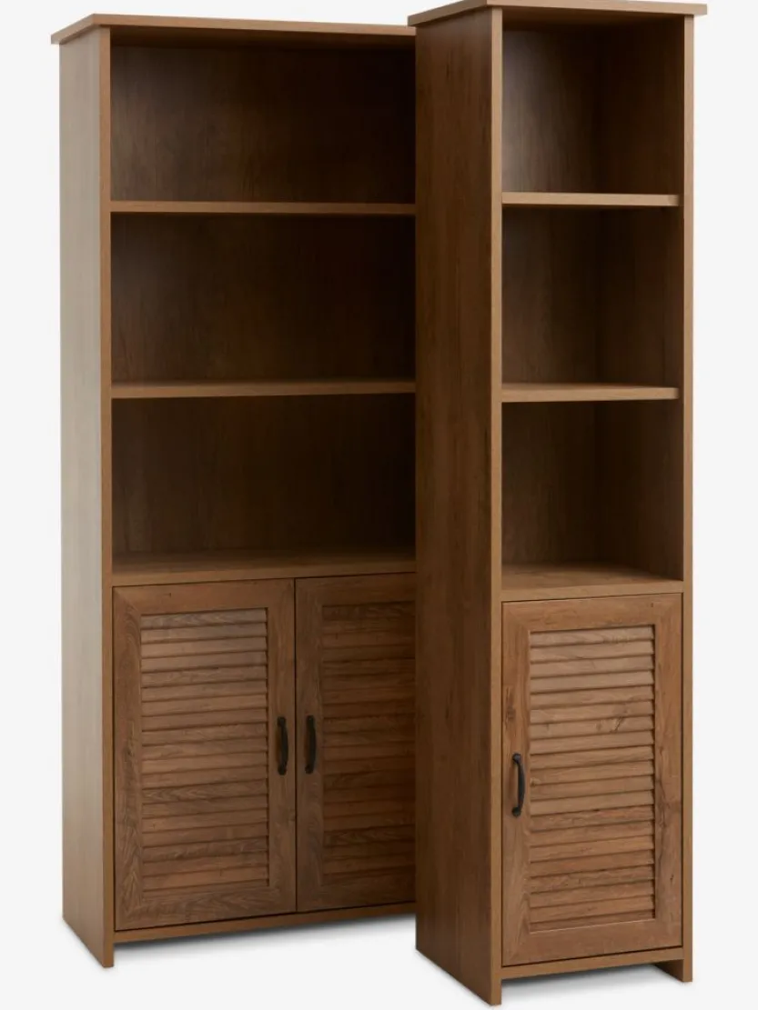 Boekenkast MANDERUP 2 deuren 3+1 schappen wild eiken