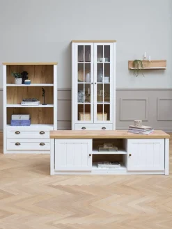 Boekenkast MARKSKEL 2 lades wit/eiken kleur