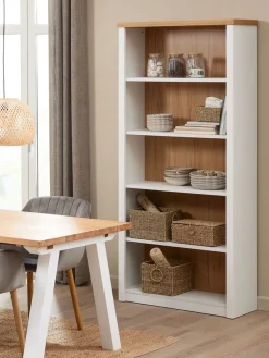 Boekenkast MARKSKEL 5 schappen wit/eiken