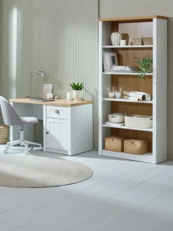 Boekenkast MARKSKEL 5 schappen wit/eiken