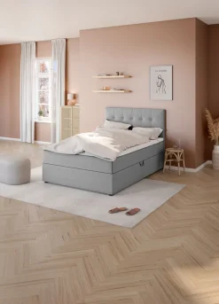 Boxspring 140x200 GOLD C50 opbergruimte grijs-23