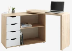 Bureau LANGAGER 41-107x107-165 licht eiken kleur/wit