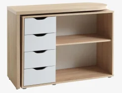 Bureau LANGAGER 41-107x107-165 licht eiken kleur/wit