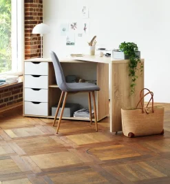 Bureau LANGAGER 41-107x107-165 licht eiken kleur/wit