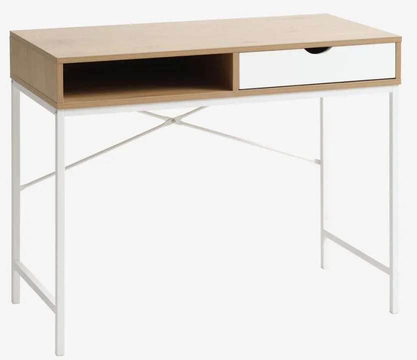 Bureau TRAPPEDAL 48x95 1 lade eiken kleur/wit